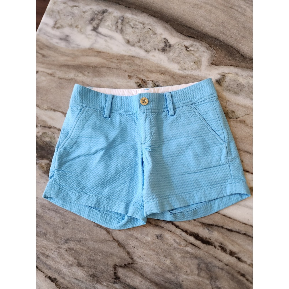 NWOT Lilly Pulitzer The Callahan Short Blue Seersucker Textured Cotton 00 Womens